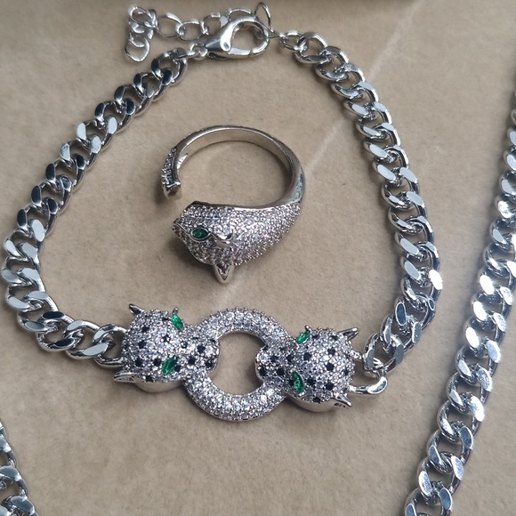 Chain 18K white gold over Stainless steel Leopard panther head - Picture 10 of 11